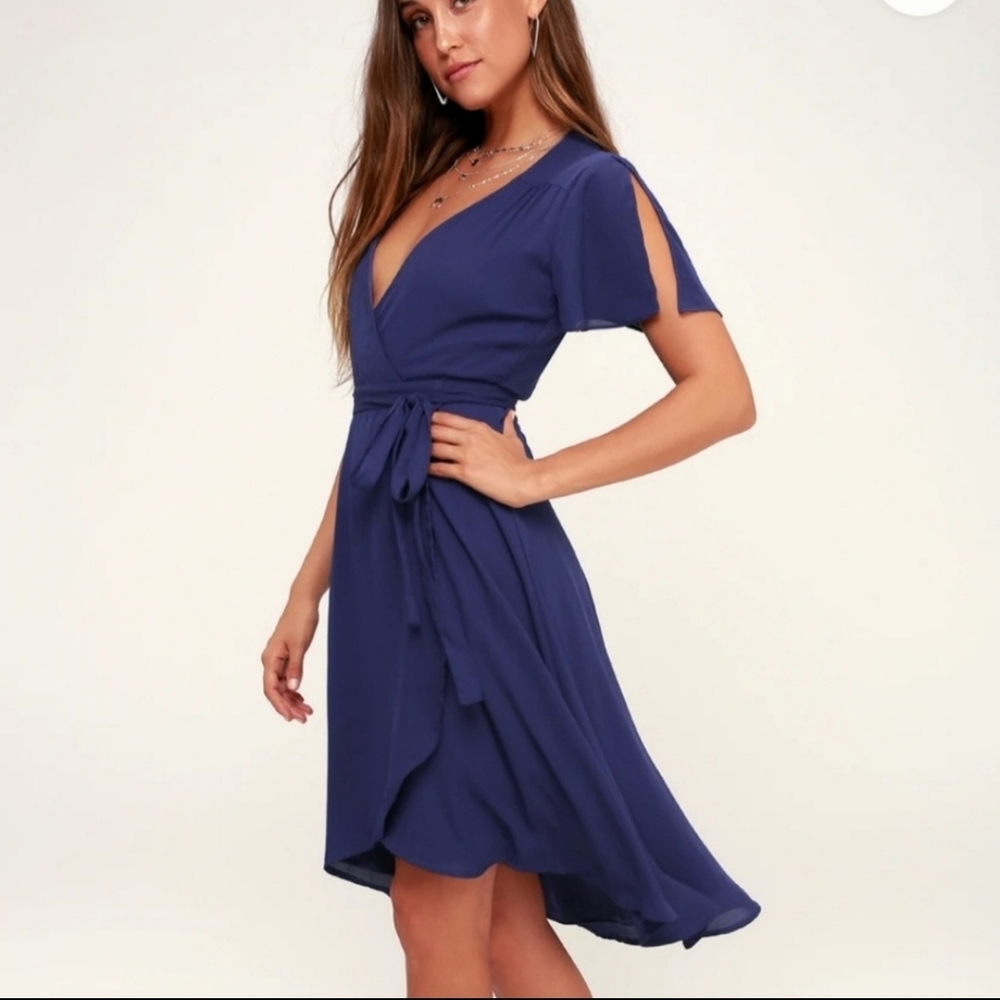 Lulu's Womens Rise To The Occasion Midi Wrap Dress